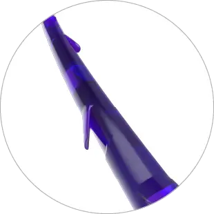 Close-up of dual-angle cut of barbs on QUBIX™ – PDX absorbable suture for better tensile strength and improved holding strength.