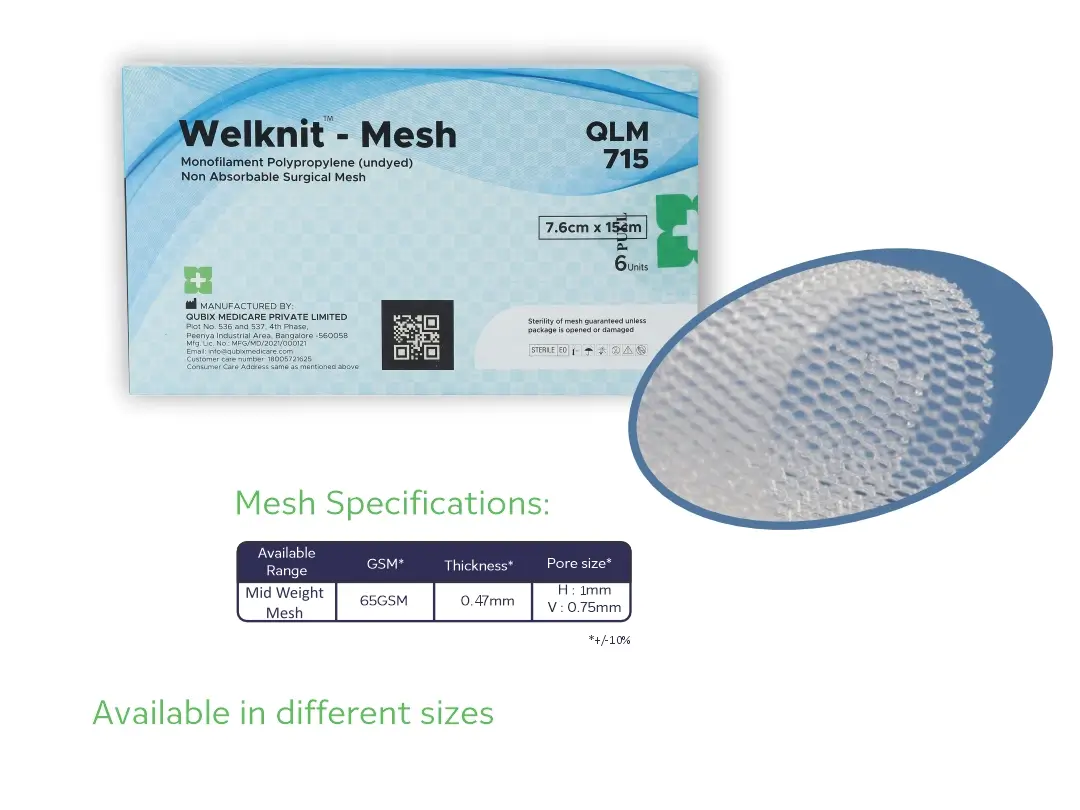 WelKnit™ Polypropylene Mesh sizes